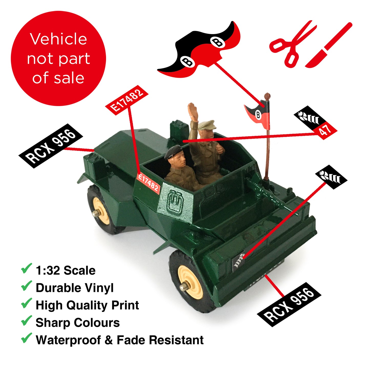 British WW2 Daimler Scout Car Stickers (Sticker Set) Britains Deetail Repro