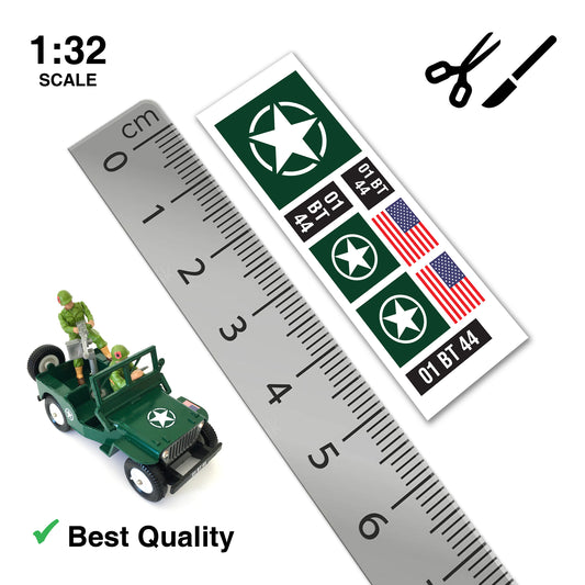 US Army / American WW2 Willys Jeep Stickers (Sticker Set) Britains Deetail Repro