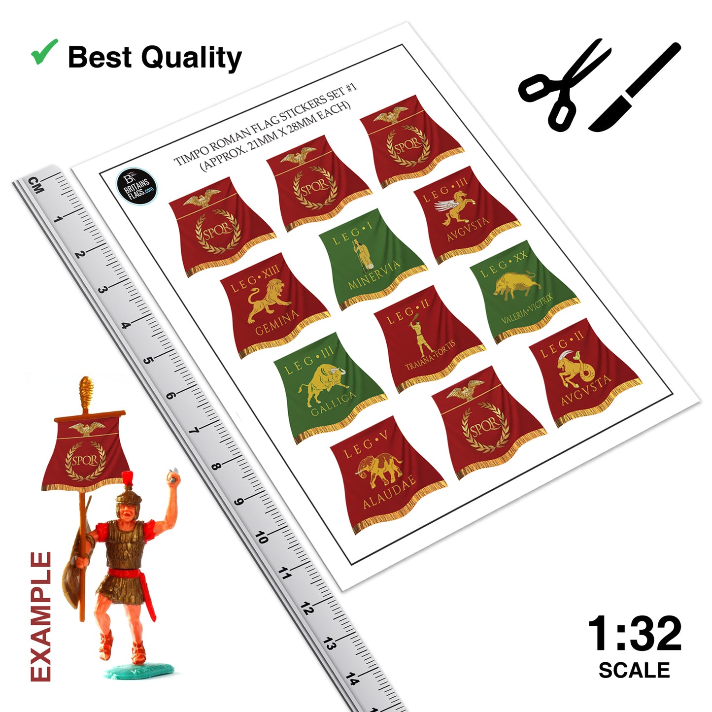 TIMPO ROMANS Flag Stickers x12 (Sticker Set #1) Vinyl Repro
