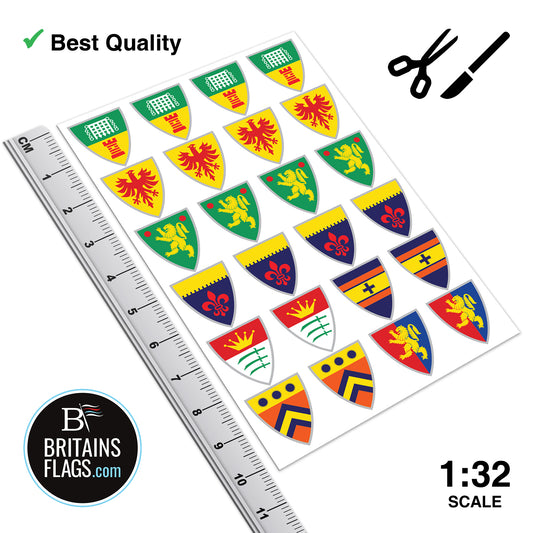Medieval Knight CLASSIC Shield Stickers x24 (Sticker Set) Britains Deetail Vinyl Repro