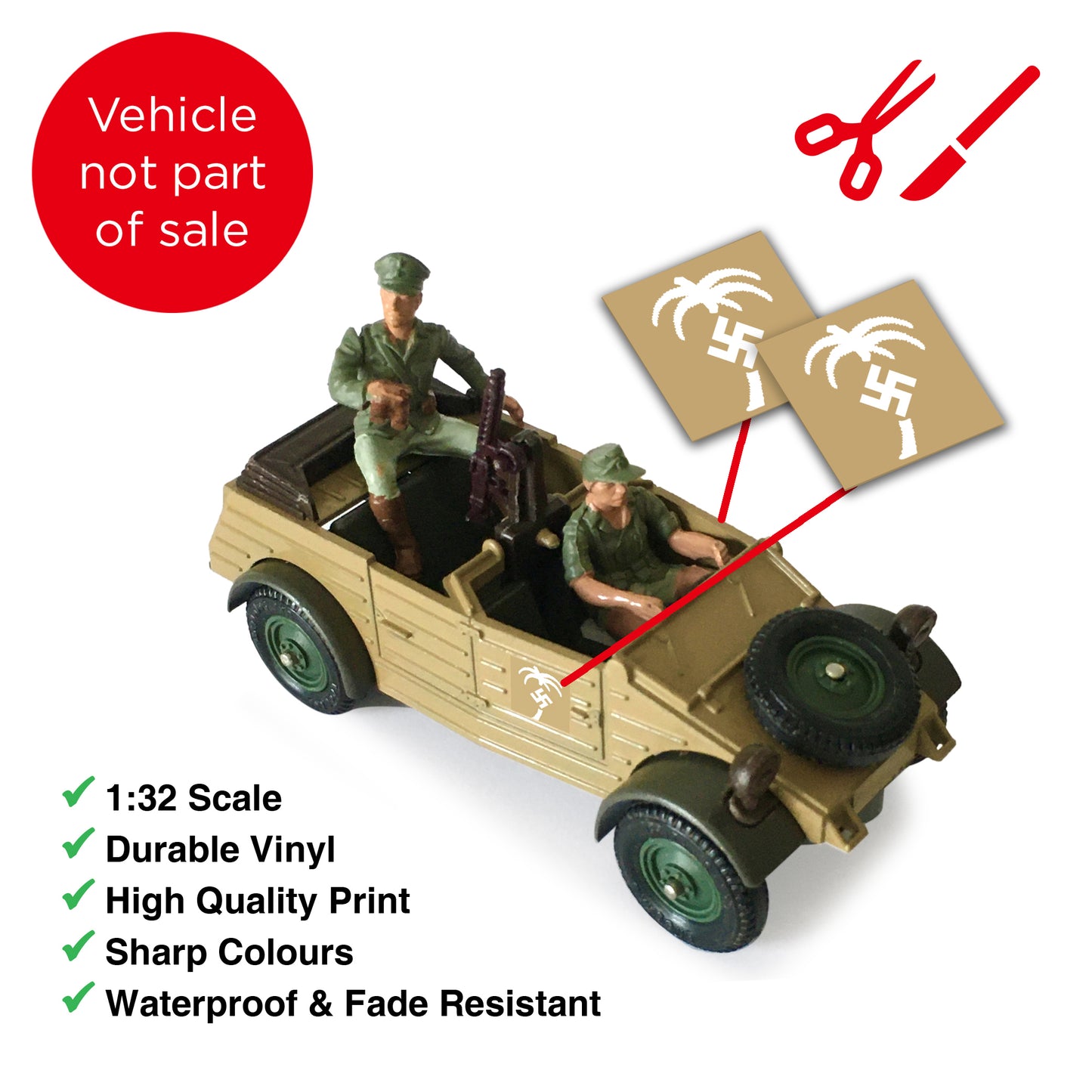 German WW2 Afrika Korps (White Version) Stickers (for Kubelwagen, etc.) Britains Deetail Repro