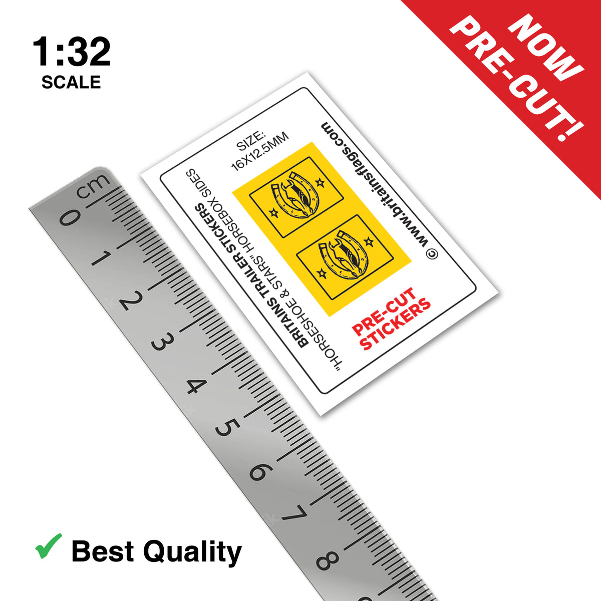 PRE-CUT Britains Deetail Repro: Land Rover Horsebox Trailer Side Stickers (Horseshoe & Stars)