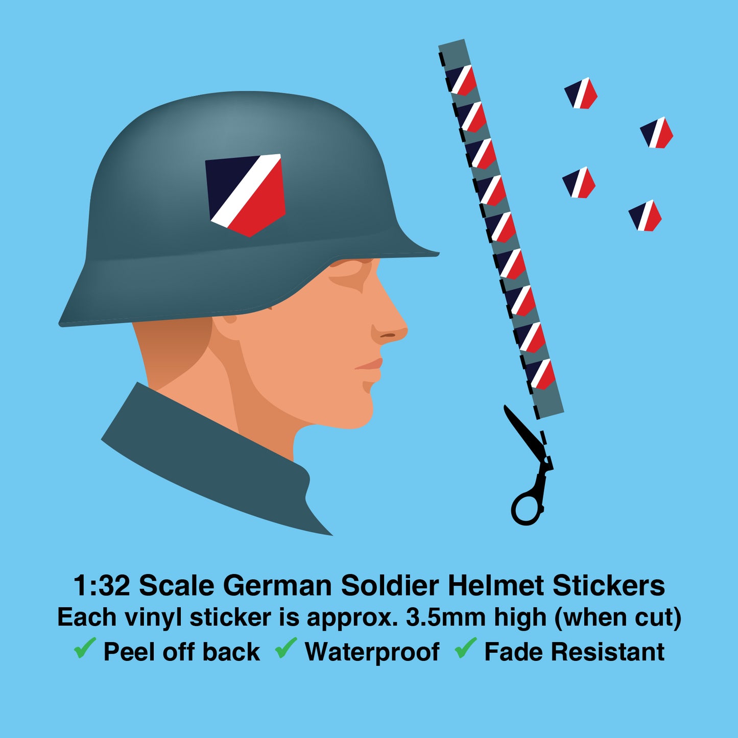 German WW2 Helmet Stickers x36 (1 Sheet) Britains Deetail Repro