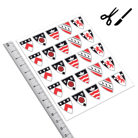 HERALD Medieval Knight CLASSIC Shield Stickers x25 (Sticker Set) Vinyl Repro