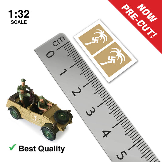 PRE-CUT German WW2 Afrika Korps (White Version) Stickers (for Kubelwagen, etc.) Britains Deetail Repro